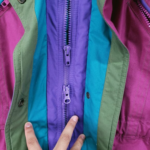 Vintage London Fog Thinsulate Multicolor Colorful Winter Ski Puffer Jacket Med - Picture 10 of 16